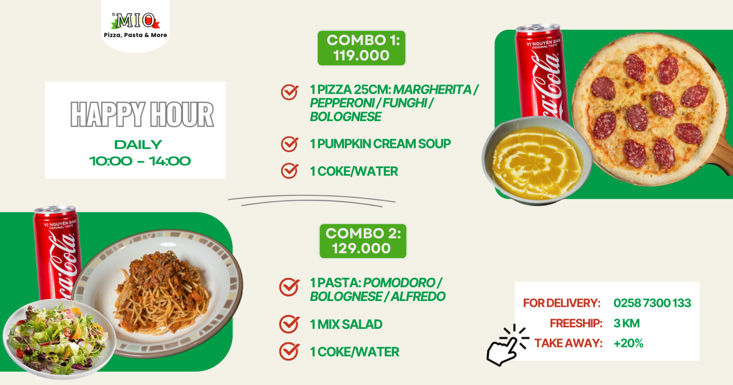 MIO combo Happy Hour Daily 10:00 - 14:00